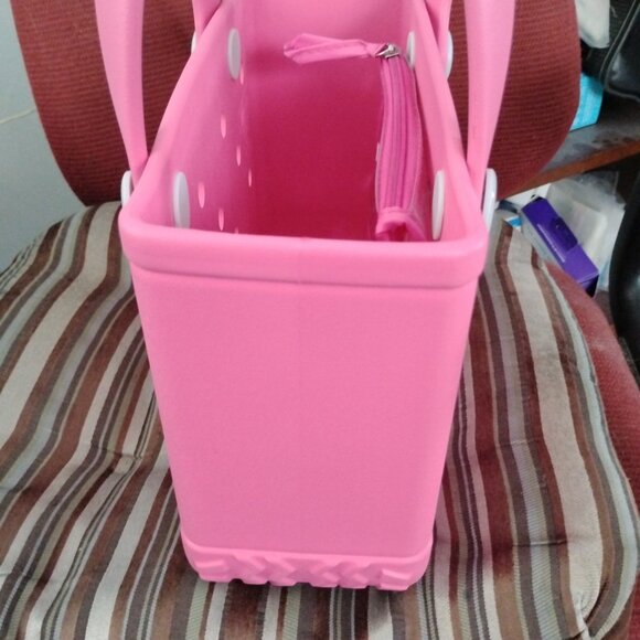 ❤️BOGG BITTY BAG PINK Waterproof Rubber Tote Purse + Clear Zip Wallet - Picture 3 of 7